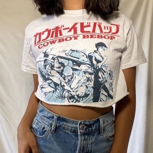 White Cropped Graphic Tee